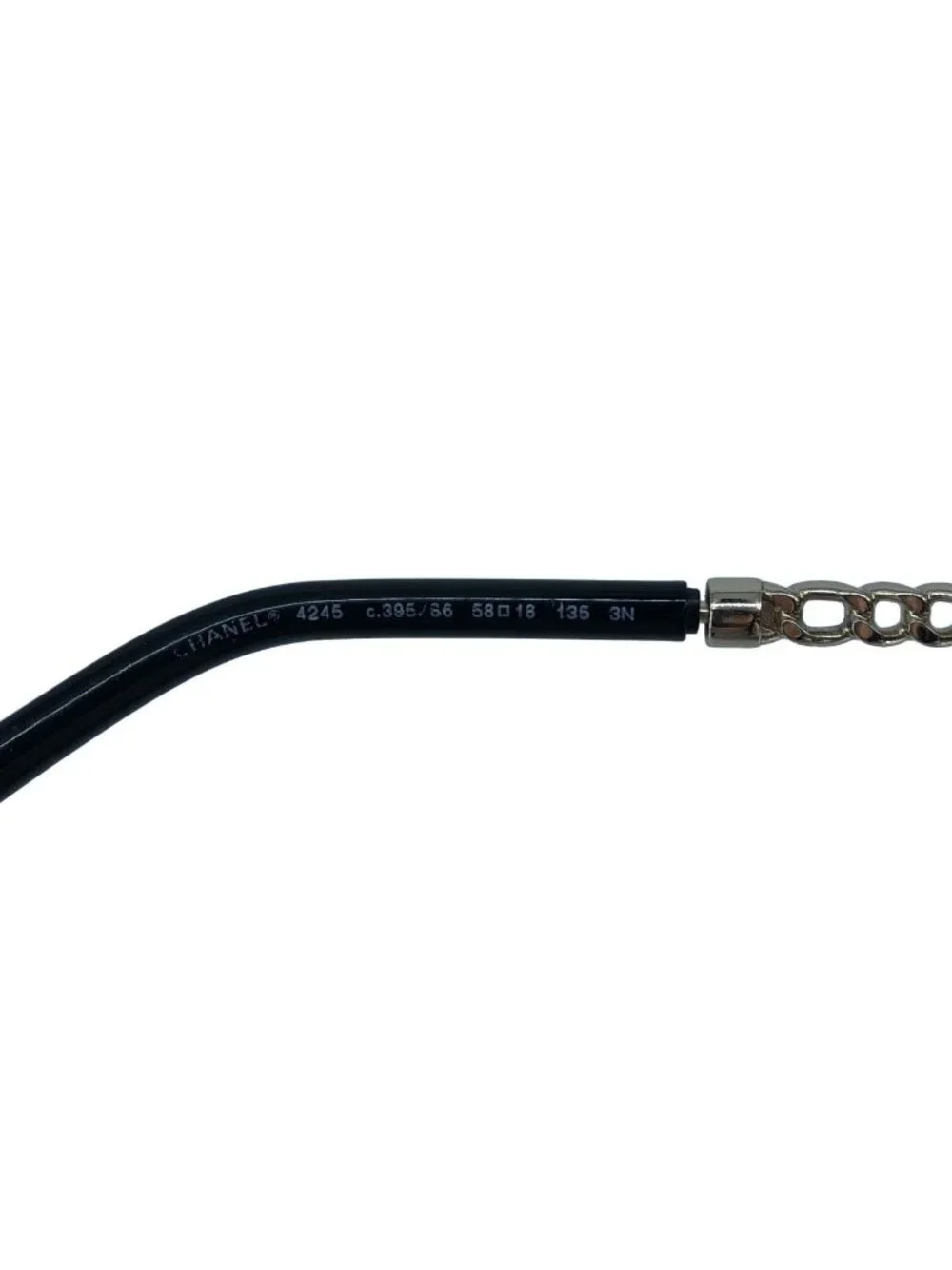 Chanel Mademoiselle CC Logo Chain Oval Sunglasses 58 Black Gold Eyewear